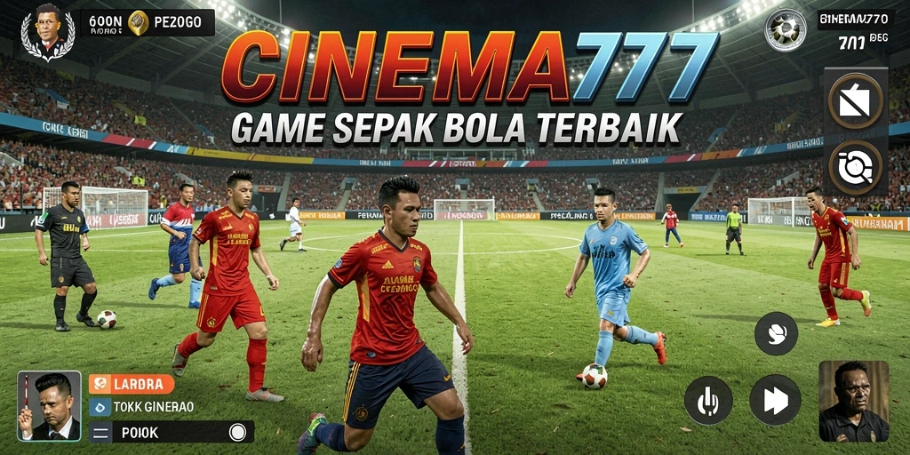 Tangkapan layar CINEMA777 menampilkan aksi seru permainan sepak bola.