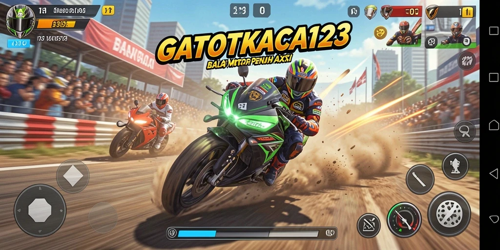 Gameplay menegangkan dalam balap motor GATOTKACA123.