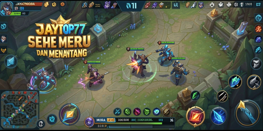 Tampilan gameplay menegangkan saat pemain bertempur di arena MOBA.
