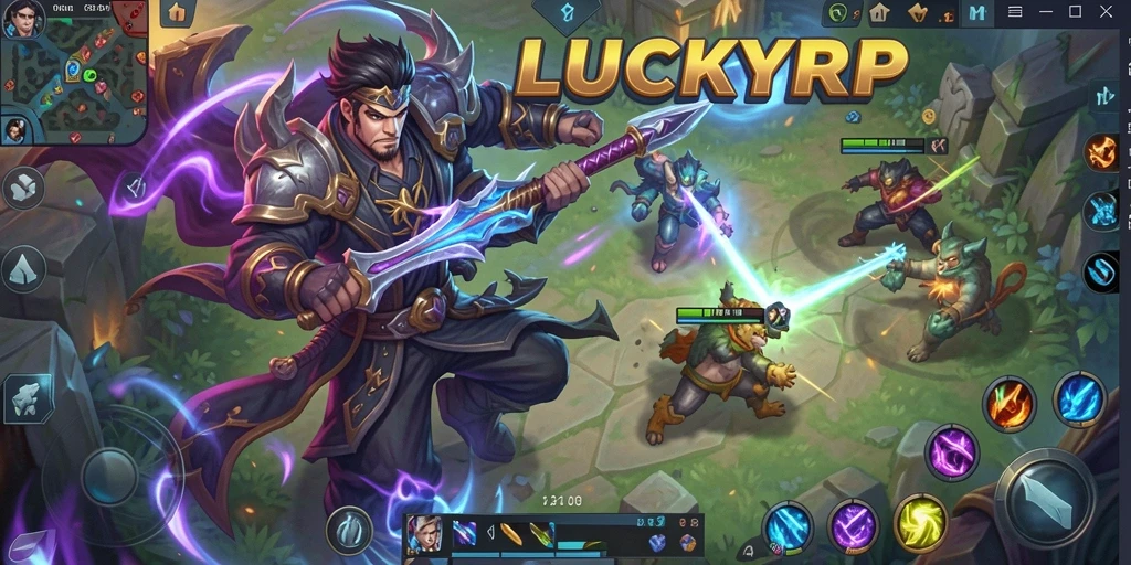 Tampilan menarik dari gameplay seru LUCKYRP dalam pertarungan MOBA.