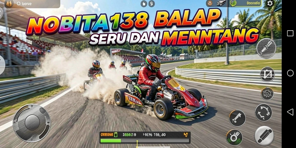 Tampilan gameplay seru dari NOBITA138 dalam balapan yang menegangkan.